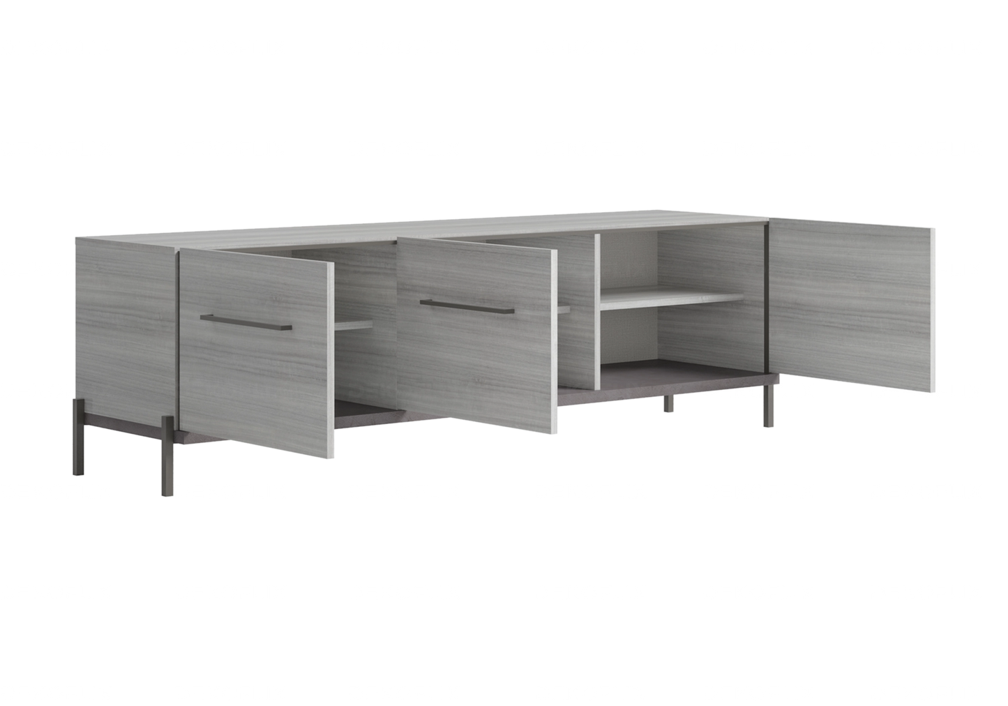 Meuble TV Gris Argent, Élégance Moderne - Collection Mia - DEKOFLIX