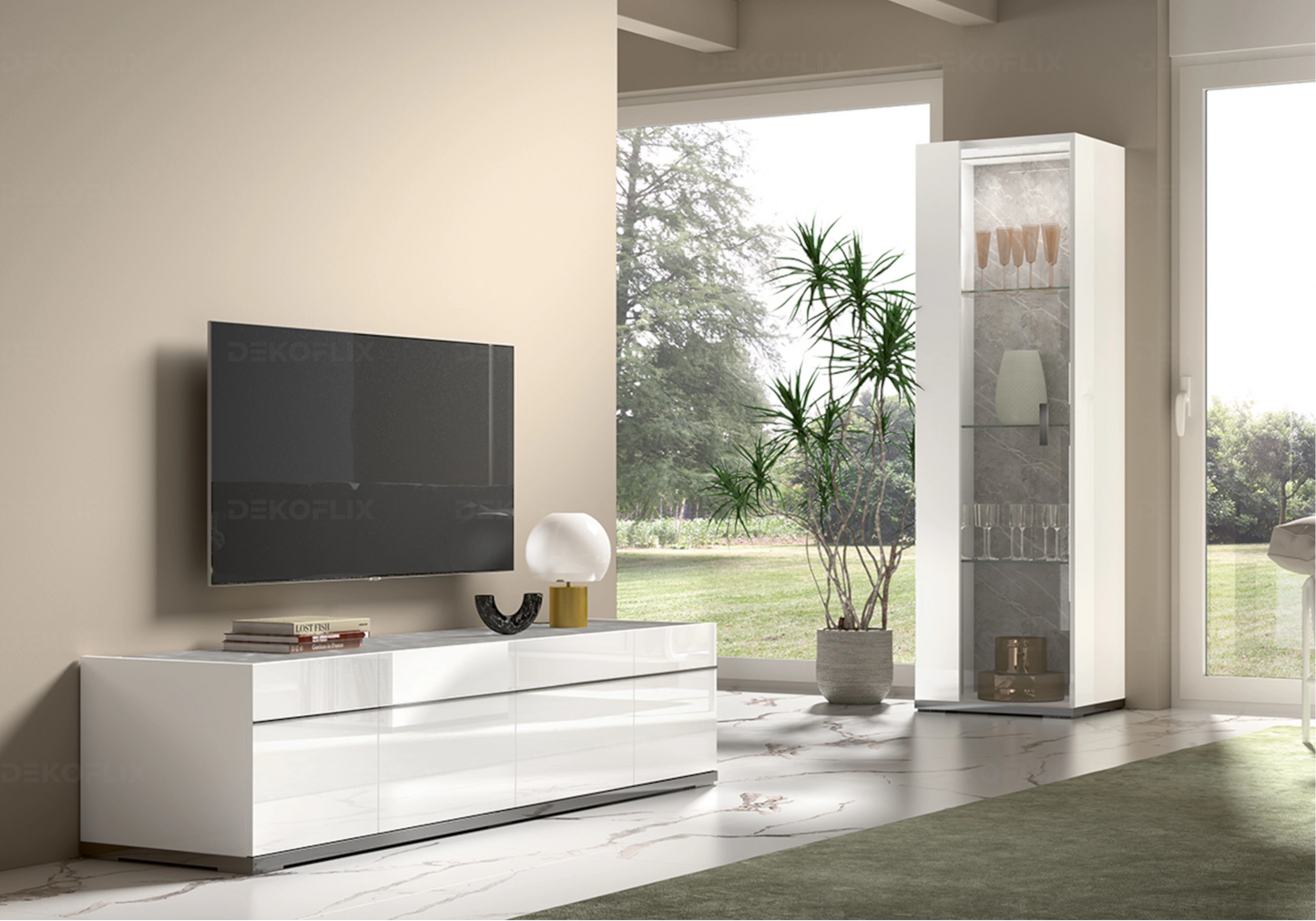Meuble TV Blanc Moderne Design Italien - Collection Mara - DEKOFLIX