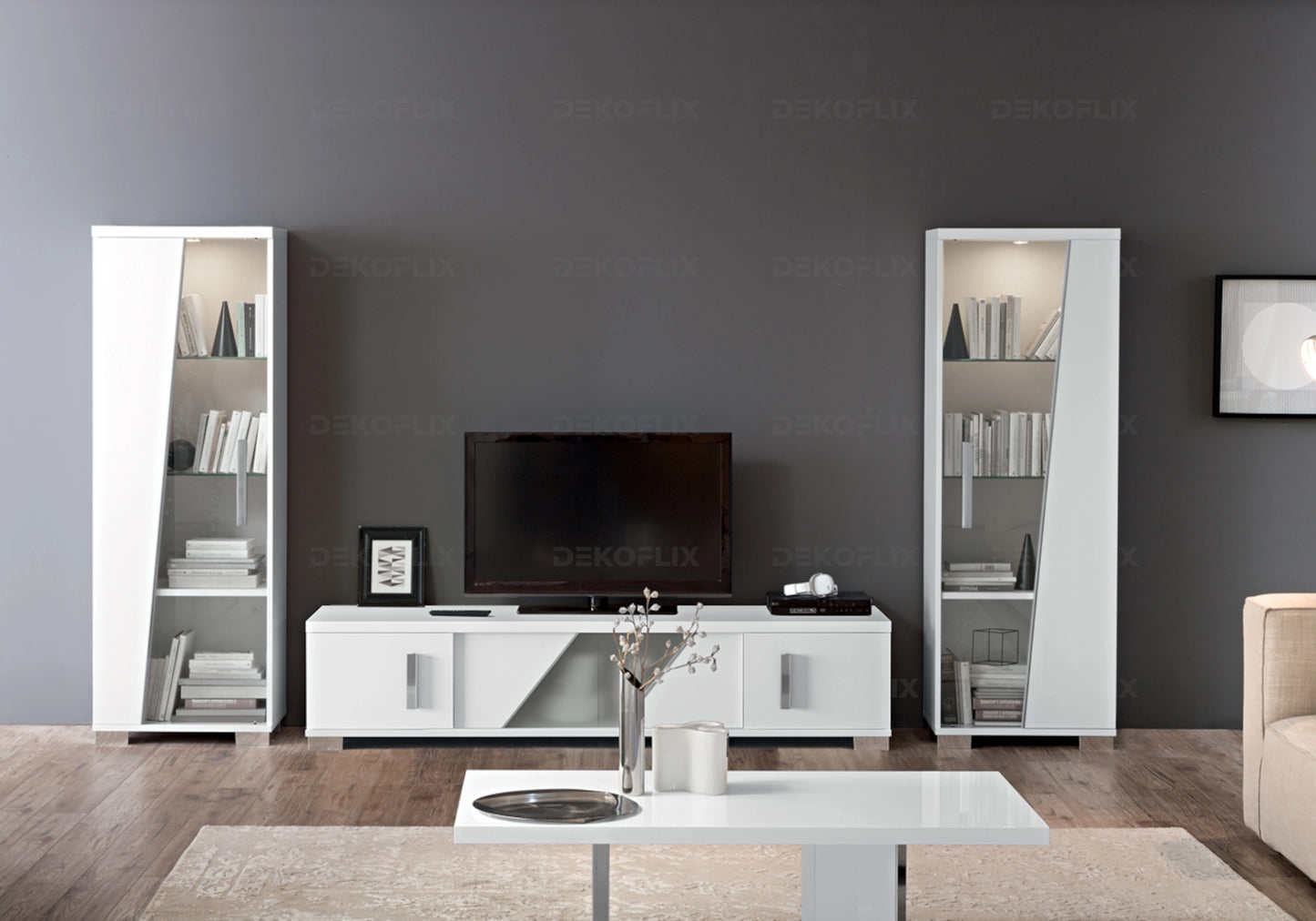 Meuble TV Blanc Moderne et Raffiné – LISA - Made in Italy - DEKOFLIX