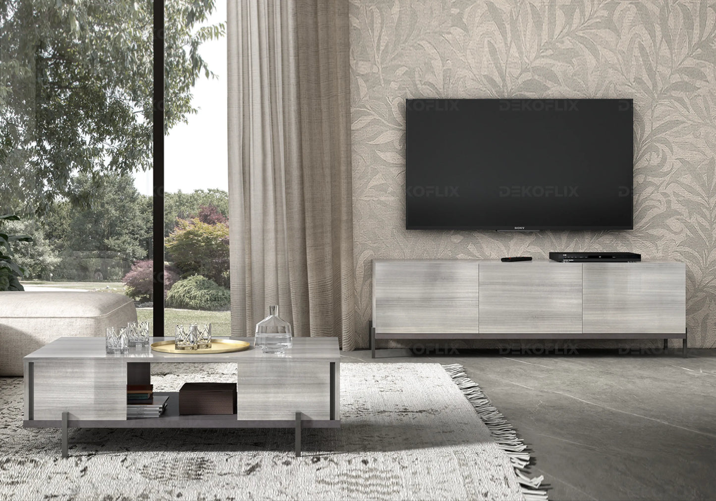 Table Basse Gris Argent, Modernité Chic - Collection Mia - DEKOFLIX