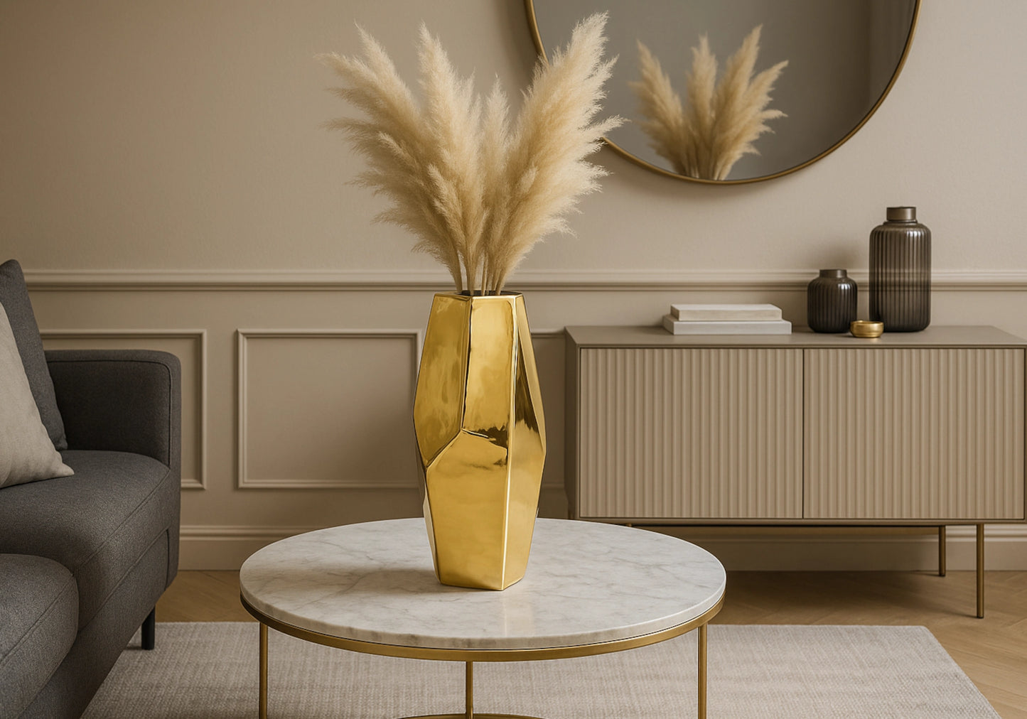 Vase sculptural doré effet miroir – MIRANO