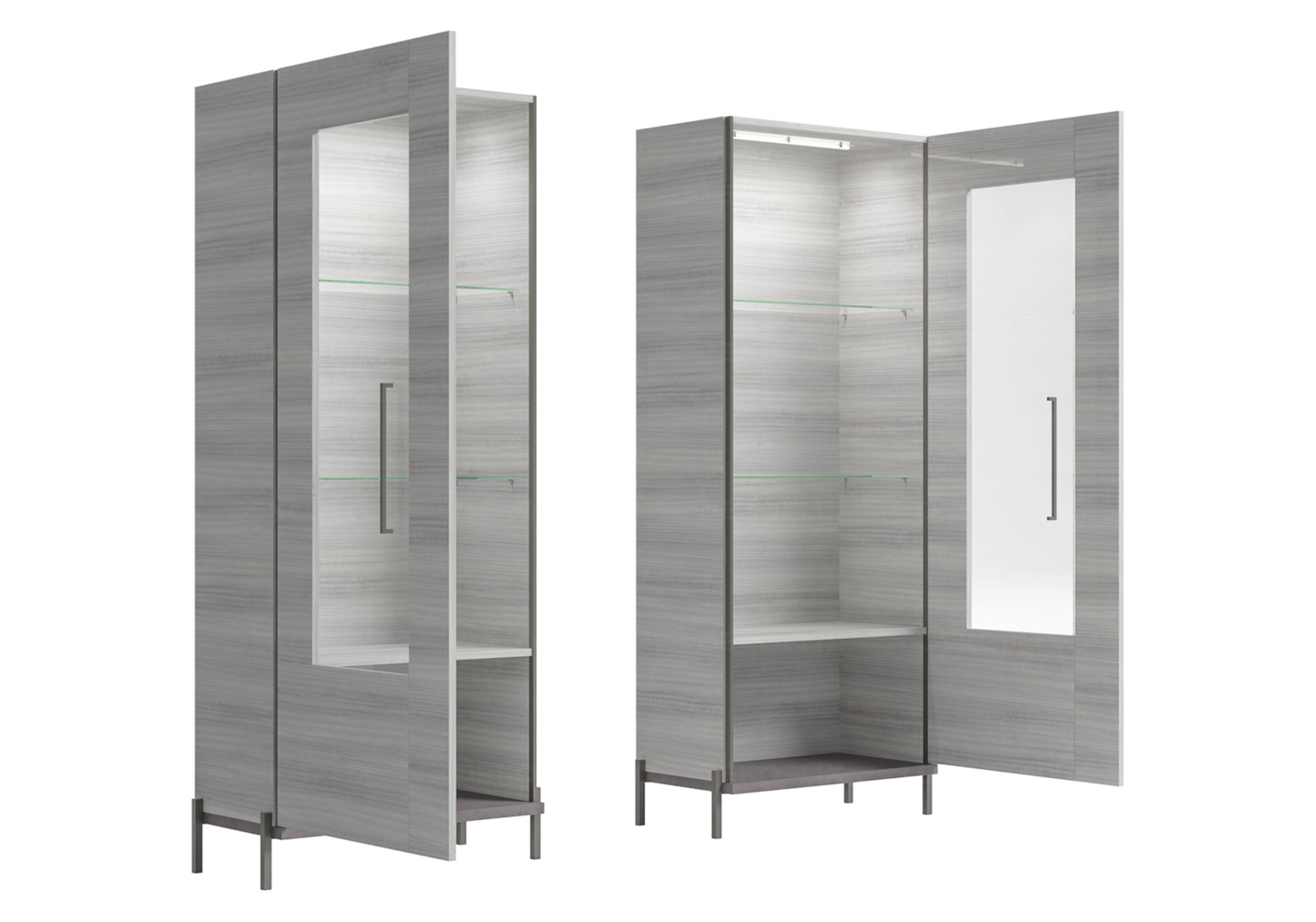 Vitrine Gris Argent, Élégance Raffinée – Collection Mia - DEKOFLIX