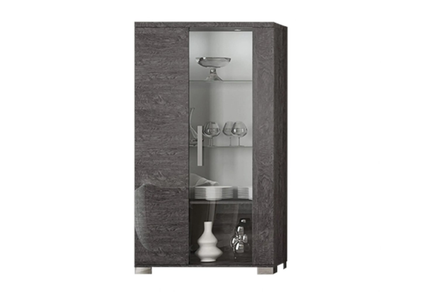 Vitrine Bouleau Gris LED – Modèle Sarah Status