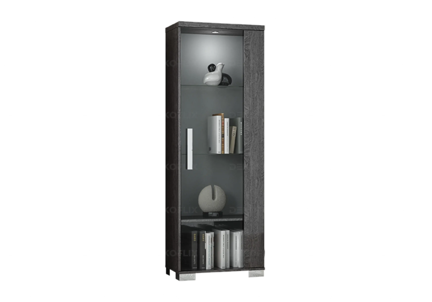 Vitrine Bouleau Gris LED – Modèle Sarah Status
