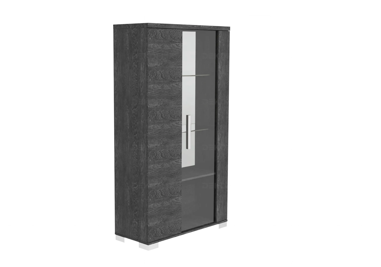 Vitrine Bouleau Gris LED – Modèle Sarah Status