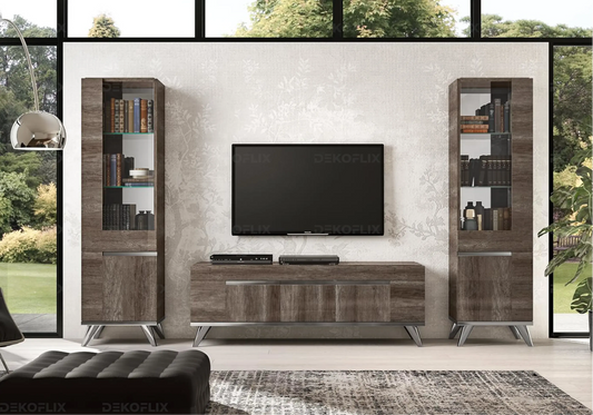 Vitrine Chêne Nostalgique pour Salon – Collection Medea Status