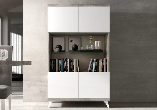 Vitrine Moderne Blanche Béton – Vitrines 1 ou 2 Portes Treviso Status