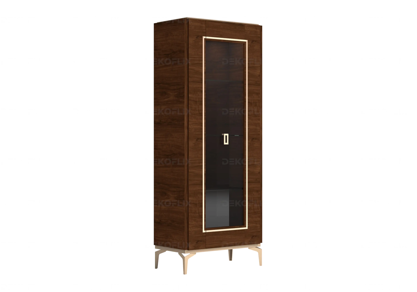 Vitrine Noyer Avec Éclairage – Collection Eva Élégante DEKOFLIX
