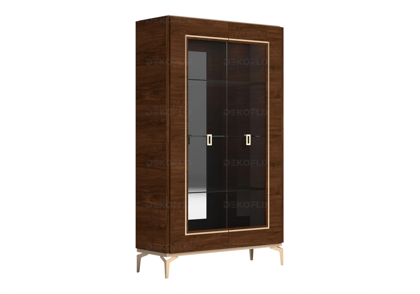 Vitrine Noyer Avec Éclairage – Collection Eva Élégante DEKOFLIX