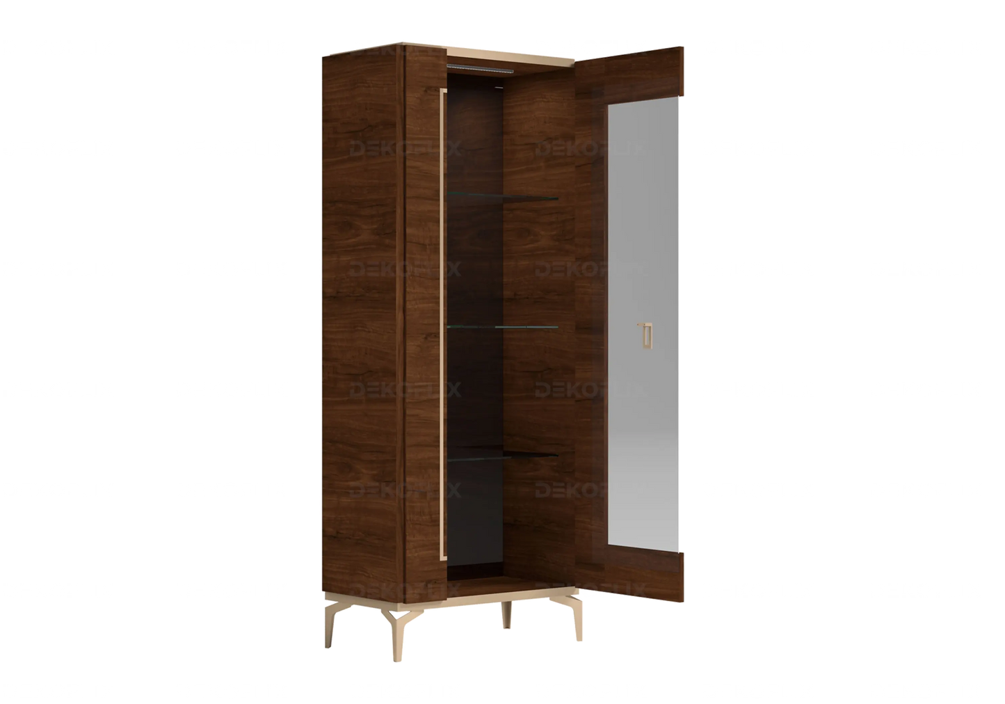 Vitrine Noyer Avec Éclairage – Collection Eva Élégante DEKOFLIX