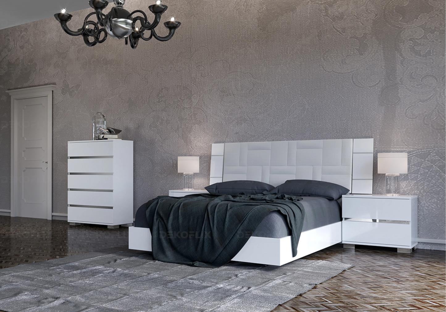 Dream Blanc – Chiffonnier 5 Tiroirs avec Plateau Laqué - Made in Italy