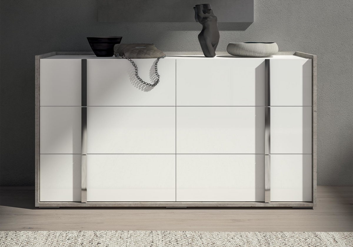 Lit 160x200 chevets blanc béton – Treviso