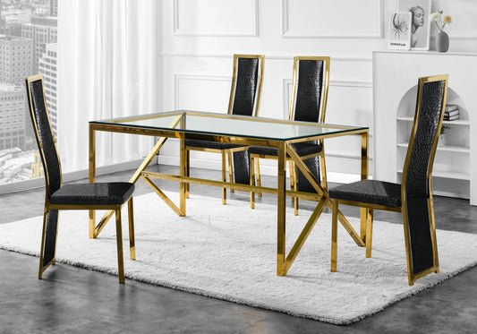 Chaise dorée croco noir baroque – Dia x6