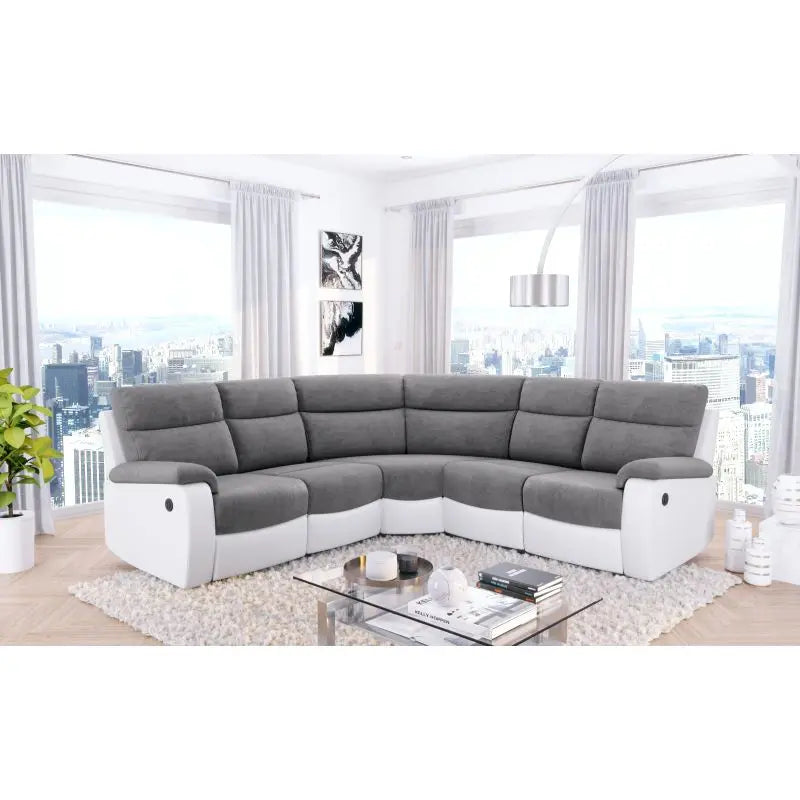 Canapé angle relax électrique blanc/gris OSCAR Made in Italy