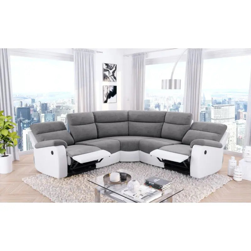 Canapé angle relax électrique blanc/gris OSCAR Made in Italy