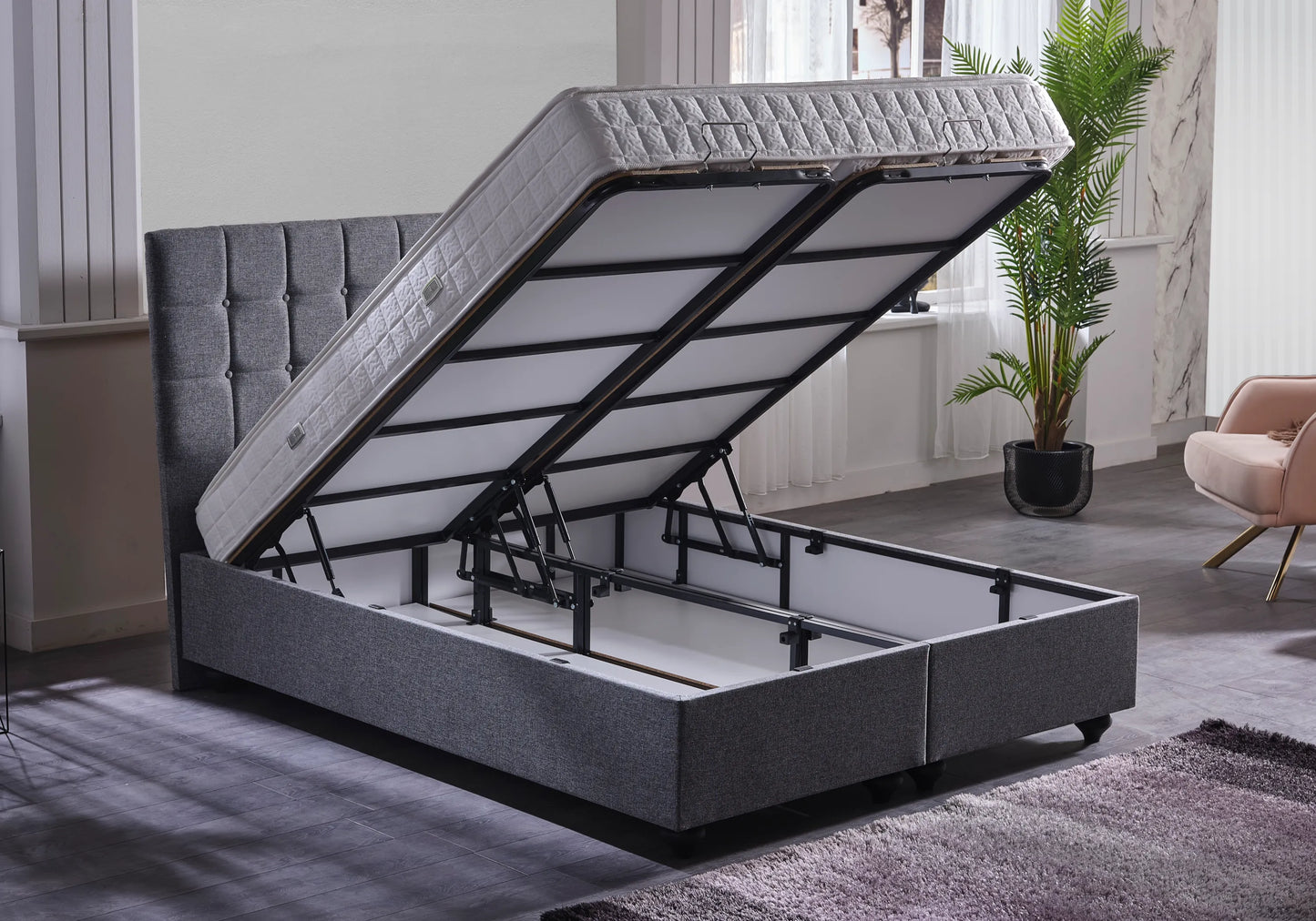 Lit coffre complet avec matelas tête de lit - STAR