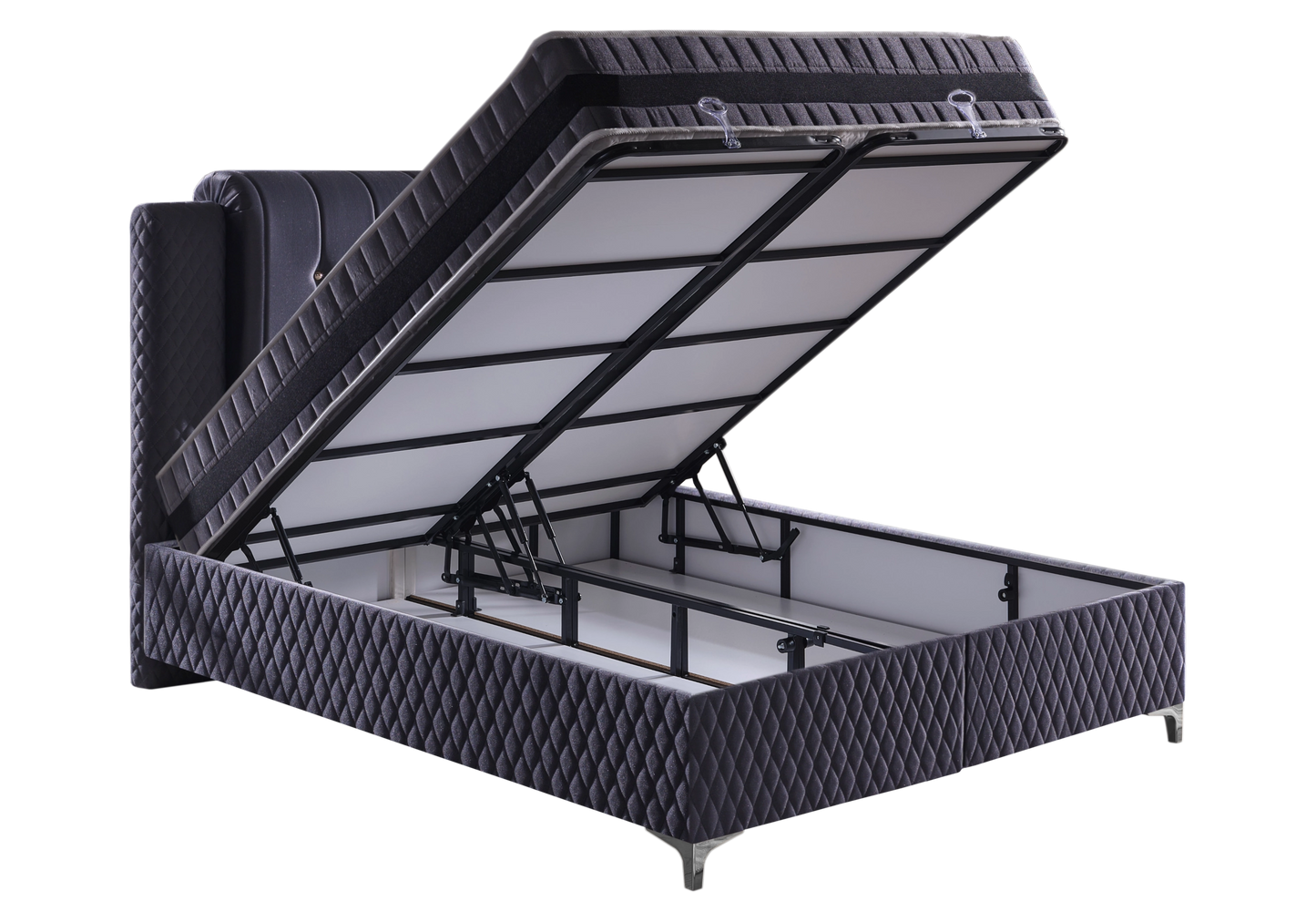 Lit coffre rangement avec matelas et tête de lit - HERO