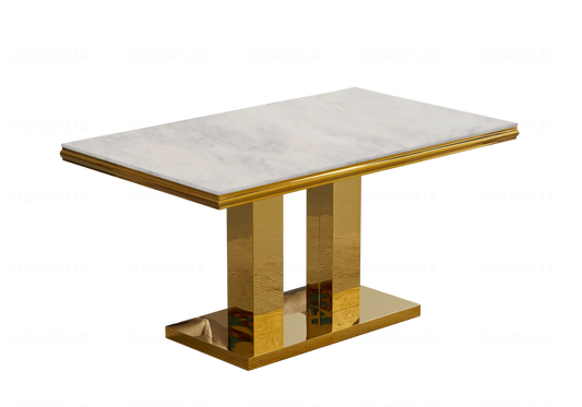 Table basse marbre beige dorée design VERSUS - DEKOFLIX