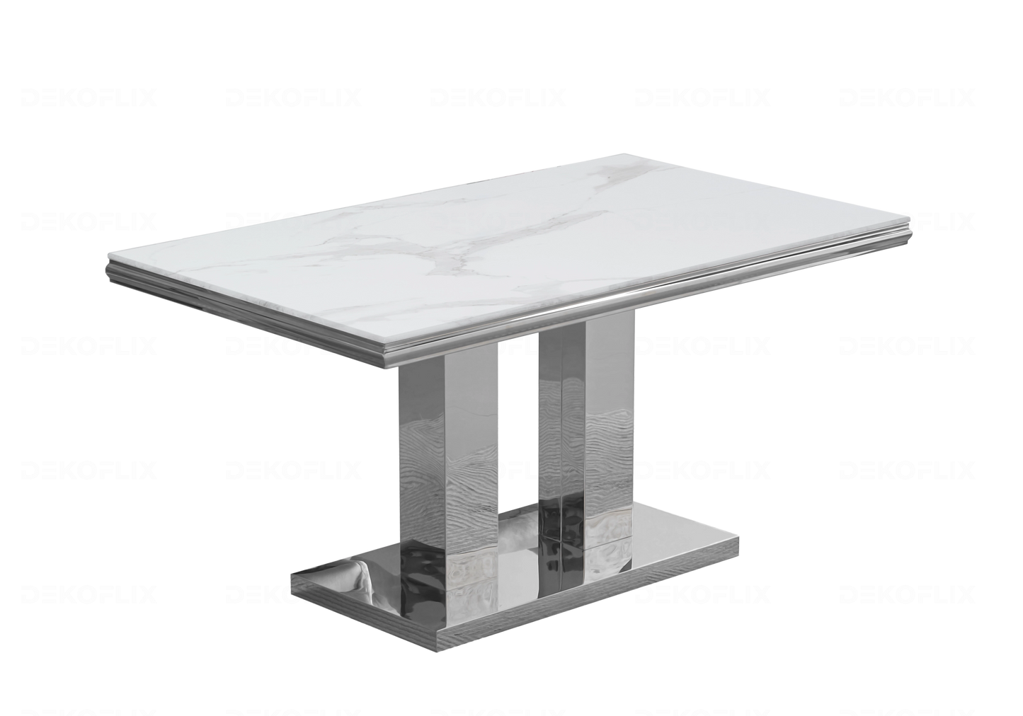 Table basse marbre blanc argent design VERSUS - DEKOFLIX