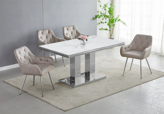 Table basse marbre blanc argent design VERSUS - DEKOFLIX