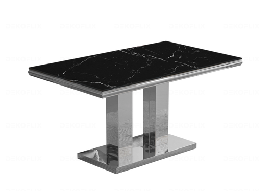 Table à manger marbre noir argent design VERSUS - DEKOFLIX