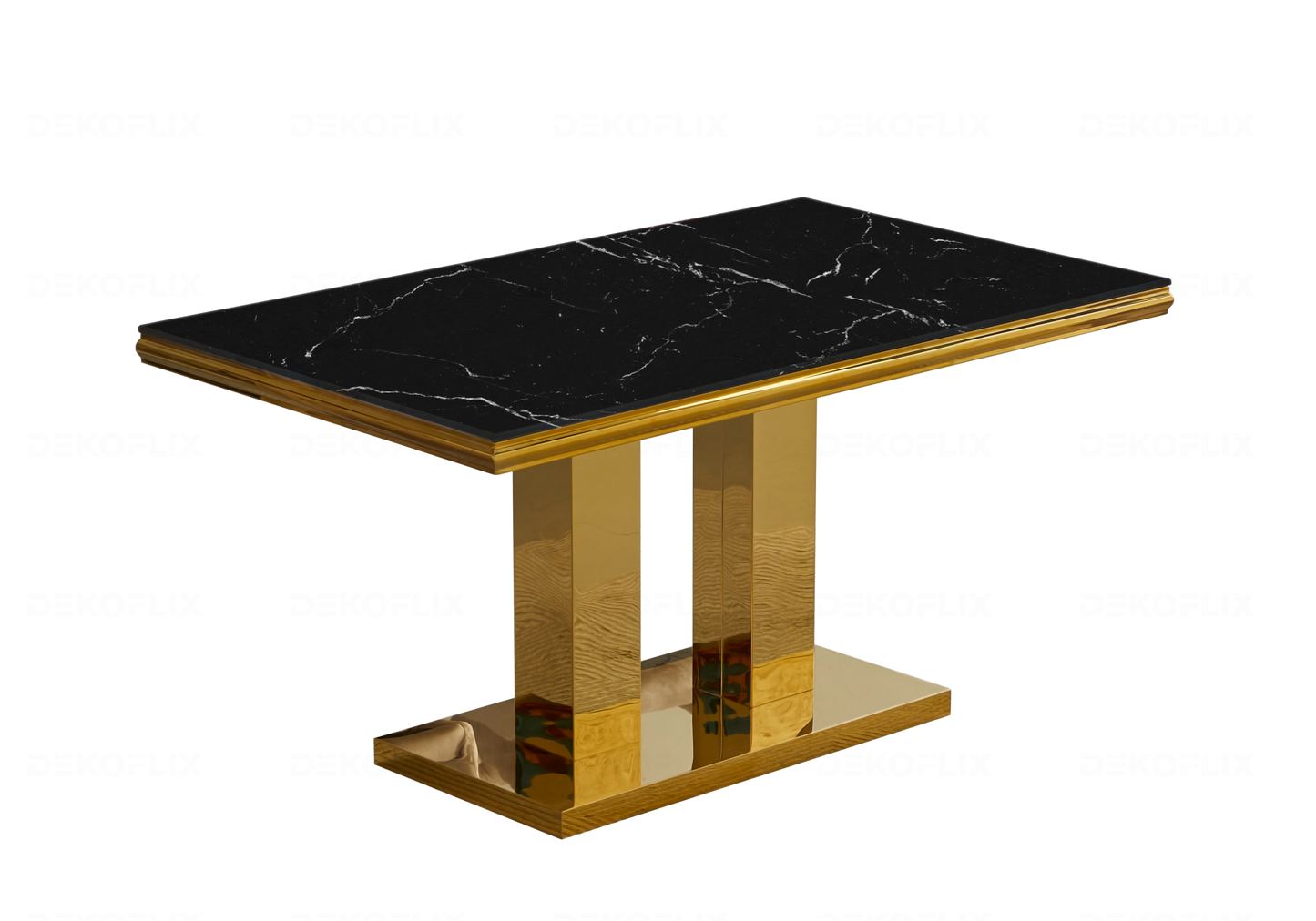 Table basse marbre noir dorée design VERSUS - DEKOFLIX