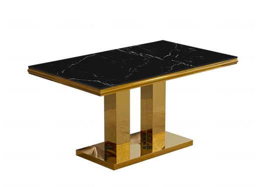 Table basse marbre noir dorée design VERSUS - DEKOFLIX