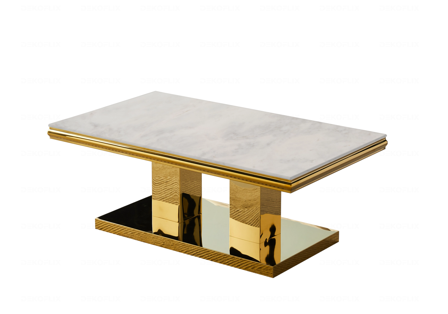 Table basse marbre beige dorée design VERSUS - DEKOFLIX