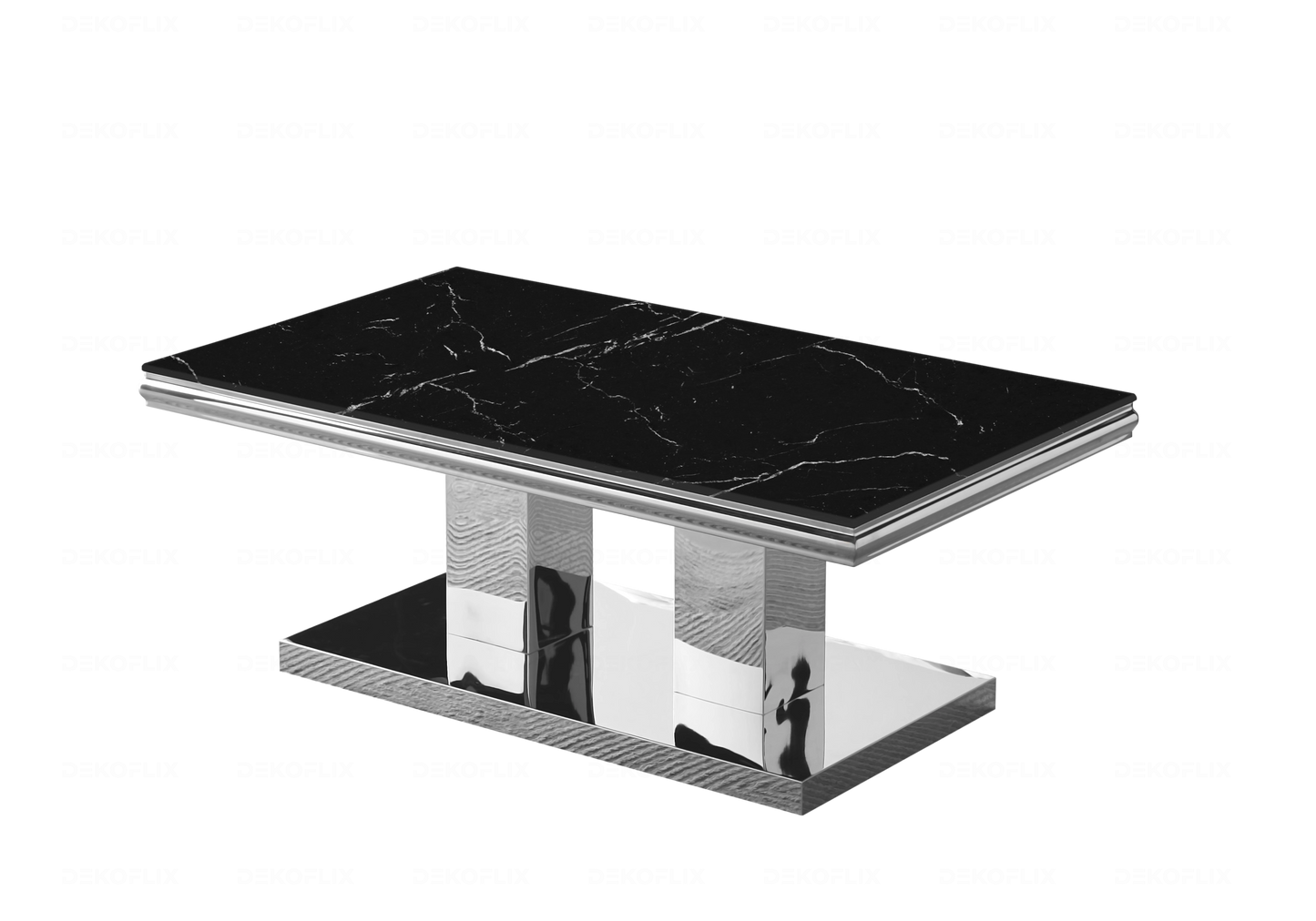 Table à manger marbre noir argent design VERSUS - DEKOFLIX
