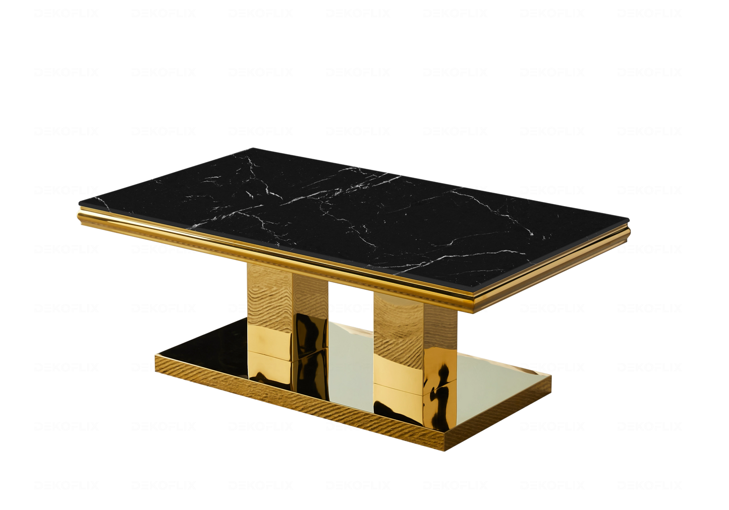Table basse marbre noir dorée design VERSUS - DEKOFLIX