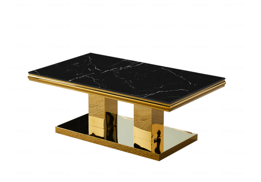 Table basse marbre noir dorée design VERSUS - DEKOFLIX