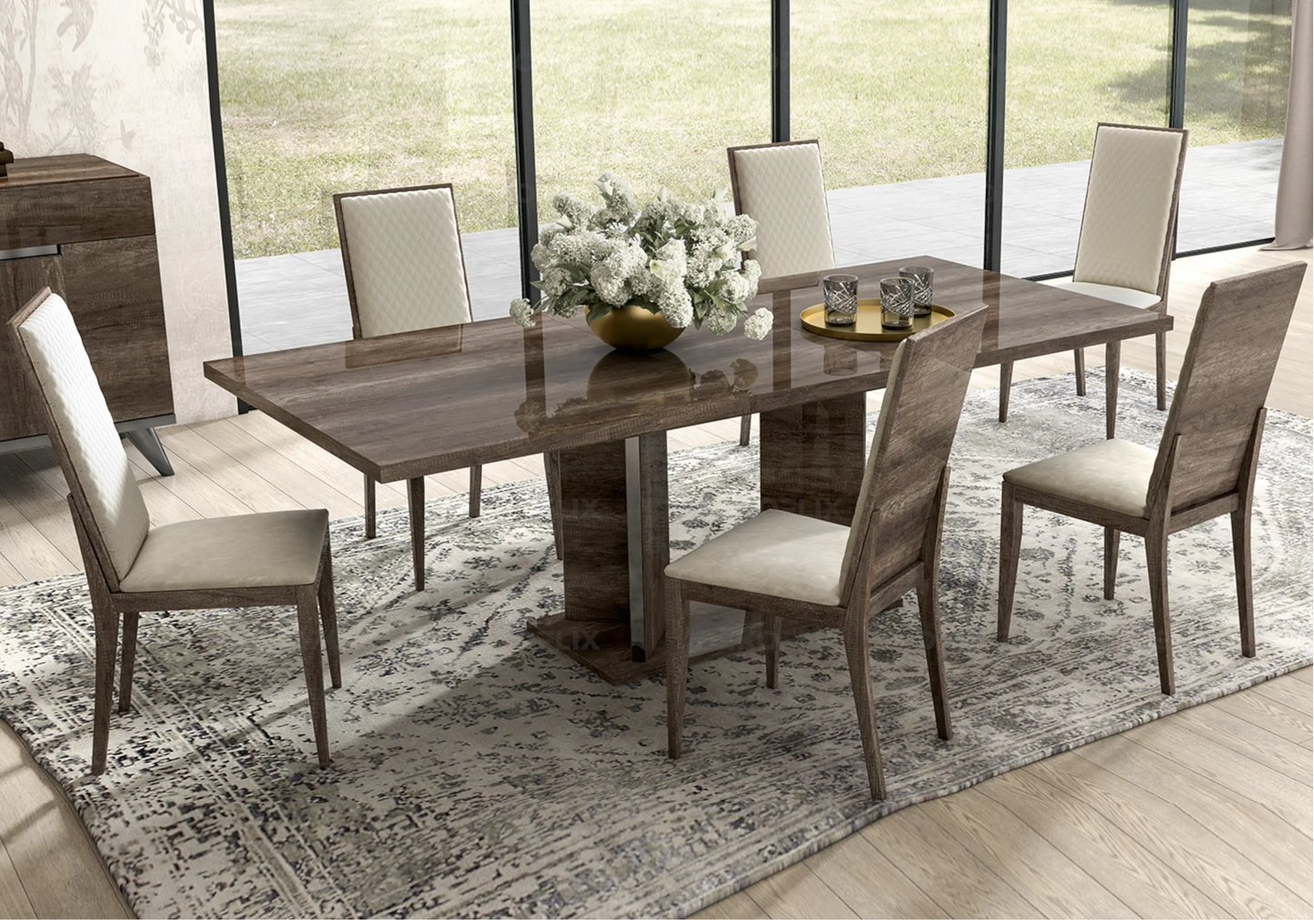 Table à Manger Chêne Nostalgique Extensible - Élégante Collection Medea - DEKOFLIX