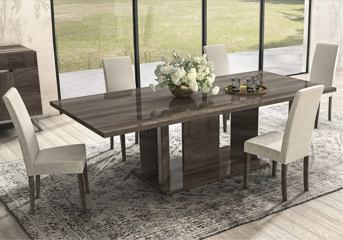 Table à Manger Chêne Nostalgique Extensible - Élégante Collection Medea - DEKOFLIX
