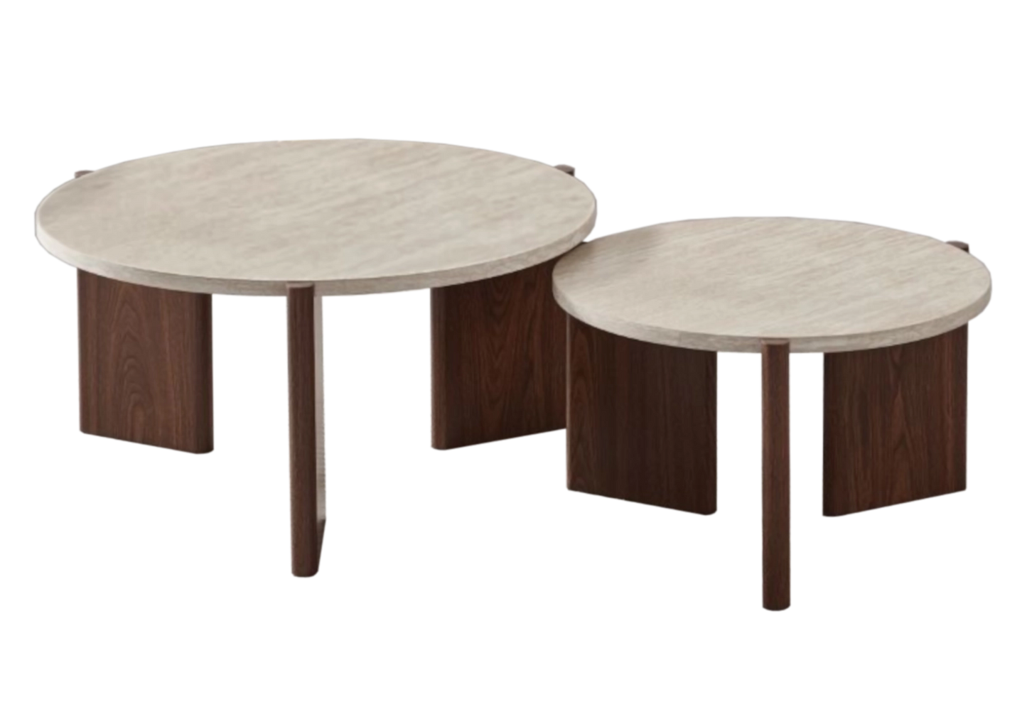 Tables basses gigognes travertin pieds noyer – ZORA
