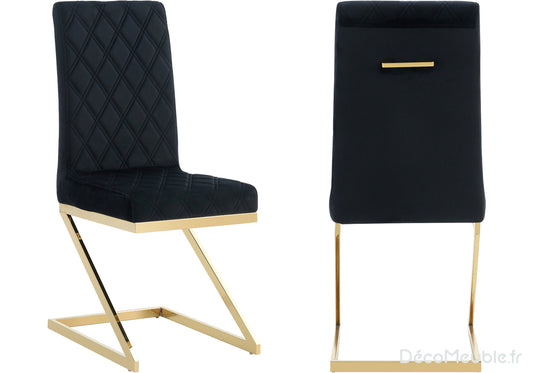 Chaise velours noir design doré AVA (lot de 6)
