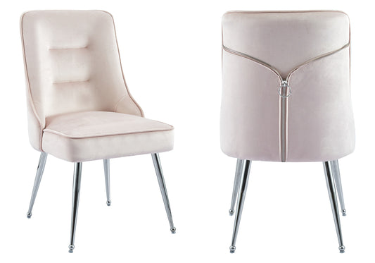 Chaise velours rose argent ZIP