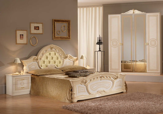 Chambre complète capitonnée laquée beige LOIS