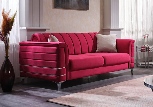 Canapé design velours rouge ANKA