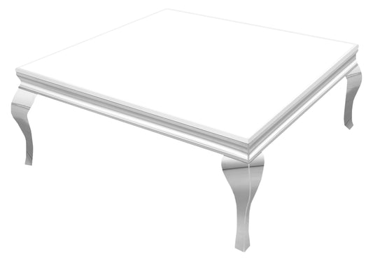 Table basse carré chrome blanc NEO