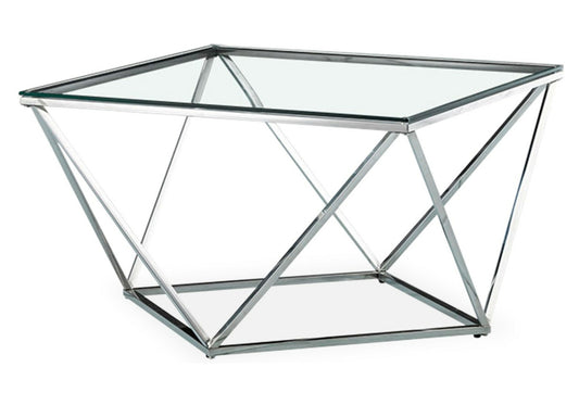 Table basse carré chrome verre ILÉA
