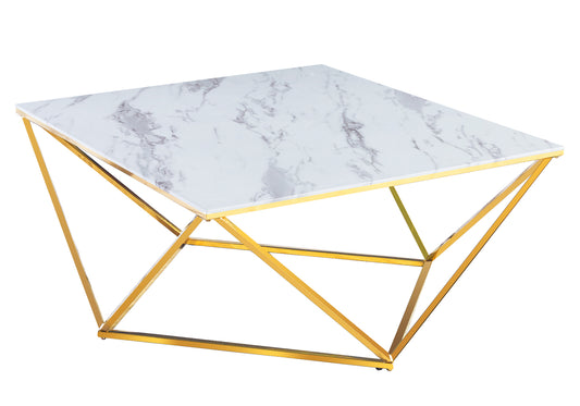 Table basse carré doré marbre blanc ILÉA