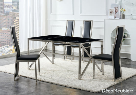 Table et chaise noir marbre noir DIA