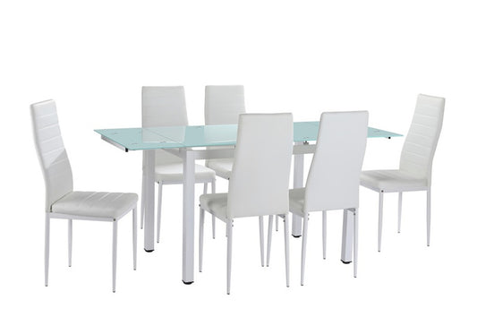 Table extensible 6 chaises blanc FLY