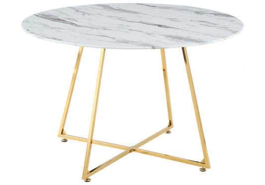 Table ronde dorée marbre blanc GINA
