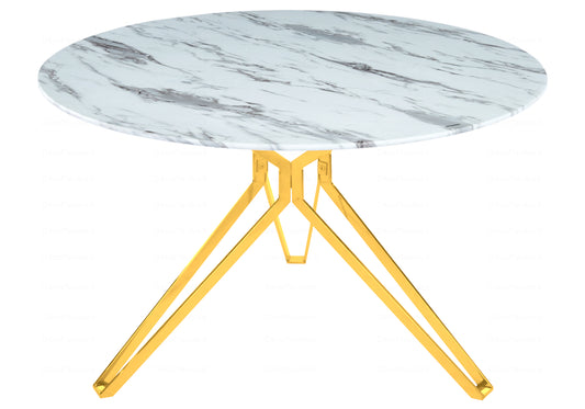 Table ronde marbre blanc dorée IVA