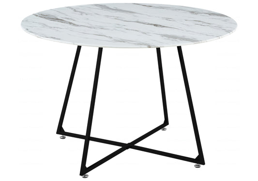 Table ronde noire marbre blanc GINA