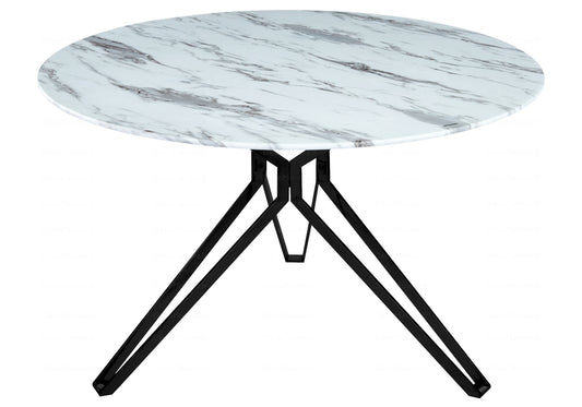 Table ronde noire marbre blanc IVA