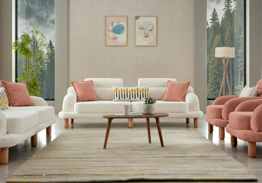 Canapé bouclé arrondi – l’élégance douce du salon premium