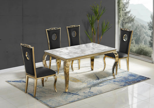 Ensemble table chaise : Design, marbre, extensible, confort optimal