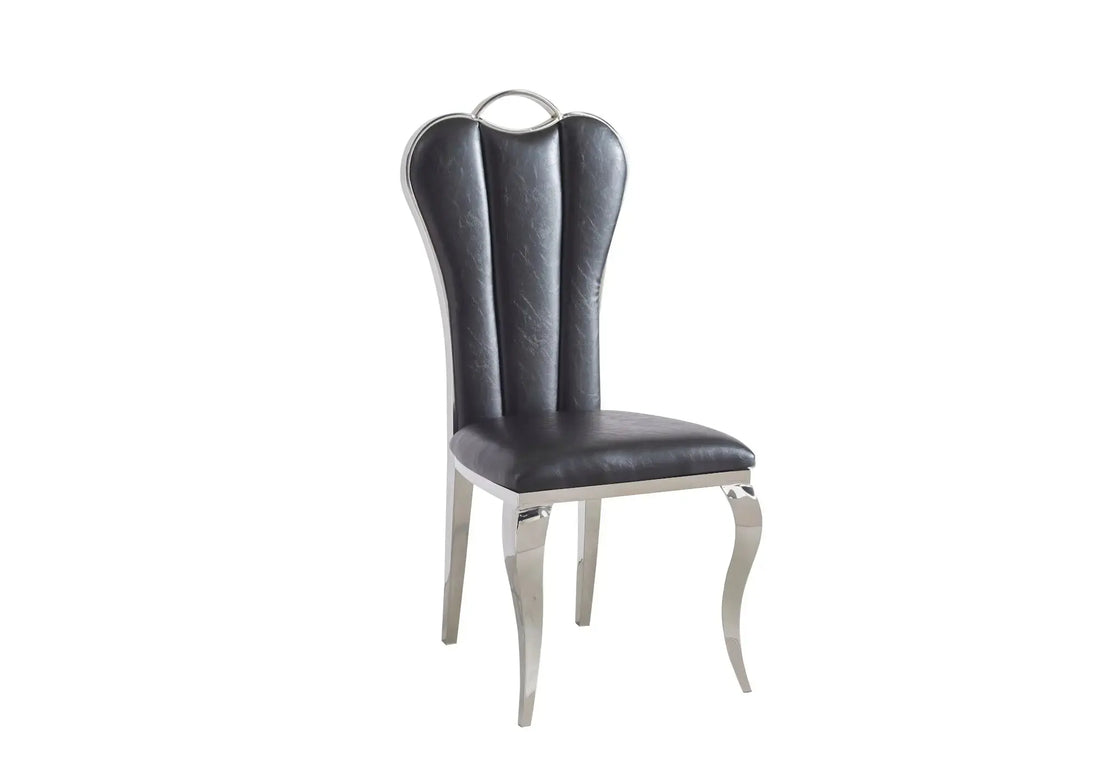 Table marbre beige et chaises simili-cuir noir doré – NEO